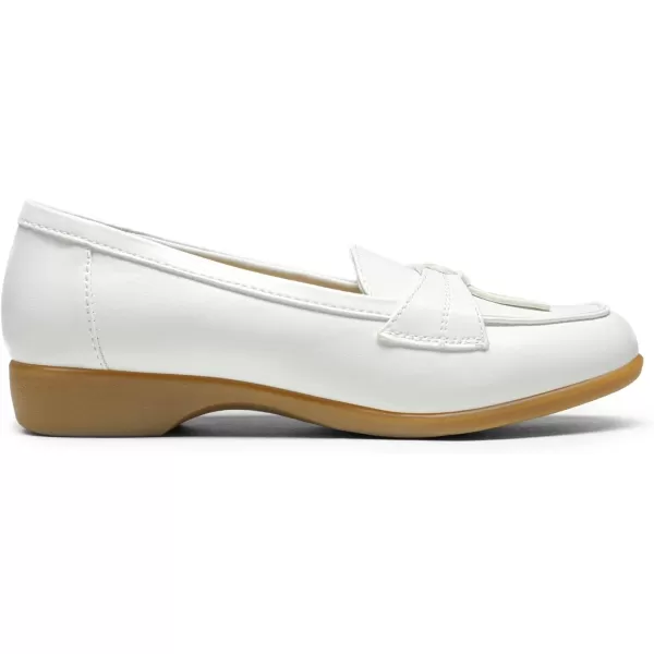 imageDREAM PAIRS Womens Comfortable Dressy Slipon Loafers Business Casual Work Shoes Office Faux Leather Arch Support Round Toe Flats Shoes with Tassel DecorationWhite