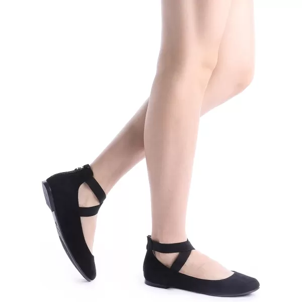 imageDREAM PAIRS Womens Comfortable Fashion Elastic Ankle Straps Flats ShoesBlack