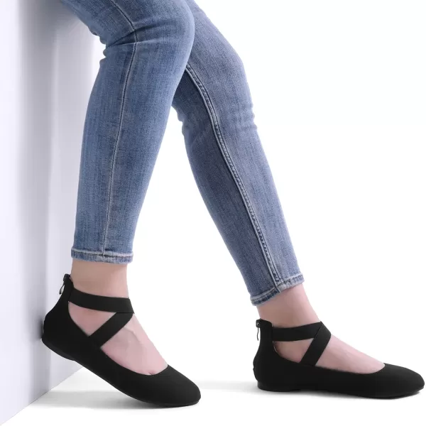 imageDREAM PAIRS Womens Comfortable Fashion Elastic Ankle Straps Flats ShoesBlack
