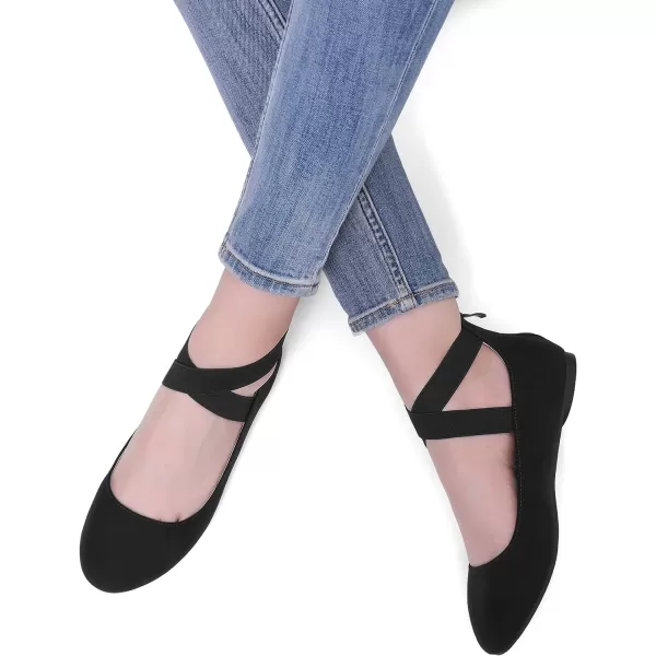 imageDREAM PAIRS Womens Comfortable Fashion Elastic Ankle Straps Flats ShoesBlack