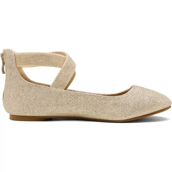 imageDREAM PAIRS Womens Comfortable Fashion Elastic Ankle Straps Flats ShoesGoldGlitter