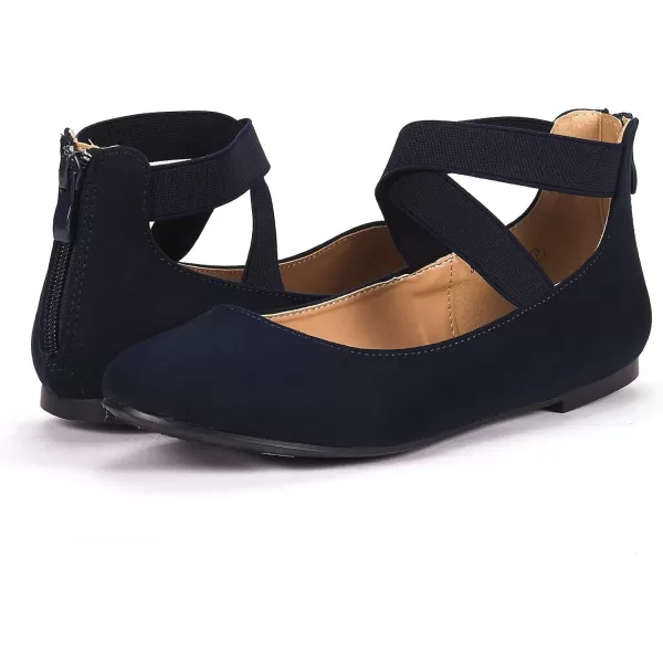 imageDREAM PAIRS Womens Comfortable Fashion Elastic Ankle Straps Flats ShoesNavy
