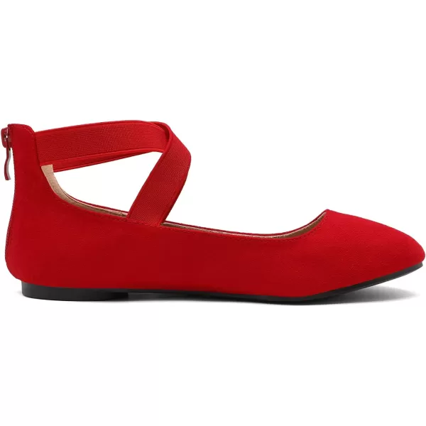 imageDREAM PAIRS Womens Comfortable Fashion Elastic Ankle Straps Flats ShoesRed