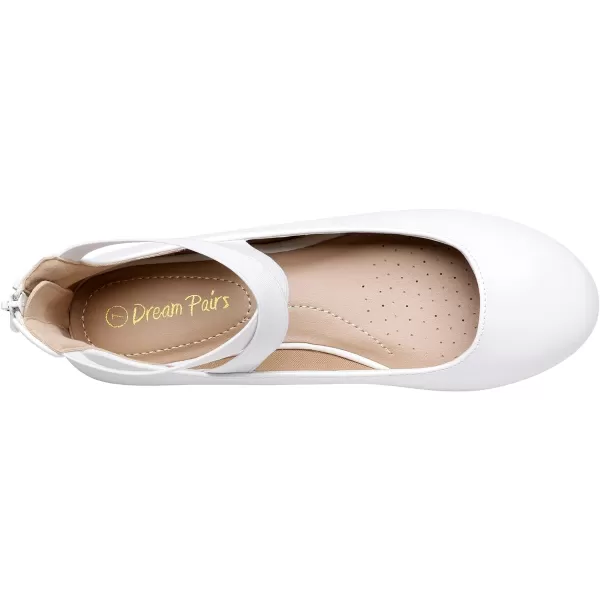 imageDREAM PAIRS Womens Comfortable Fashion Elastic Ankle Straps Flats ShoesWhitePu