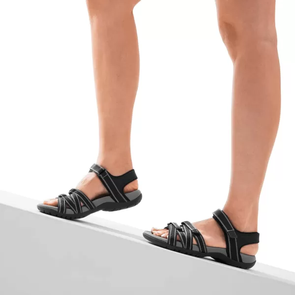 imageDREAM PAIRS Womens Comfortable Hiking Walking Sandal with Adjustable Hook and Loop Strap Sports TravelSummer Beach Outdoor Light Weight Water ShoesBlack