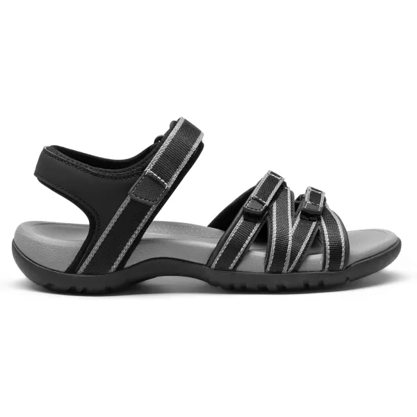 imageDREAM PAIRS Womens Comfortable Hiking Walking Sandal with Adjustable Hook and Loop Strap Sports TravelSummer Beach Outdoor Light Weight Water ShoesBlack
