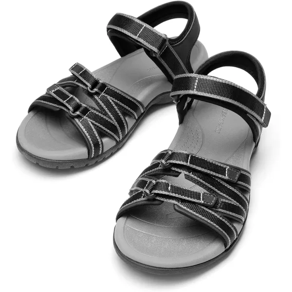 imageDREAM PAIRS Womens Comfortable Hiking Walking Sandal with Adjustable Hook and Loop Strap Sports TravelSummer Beach Outdoor Light Weight Water ShoesBlack