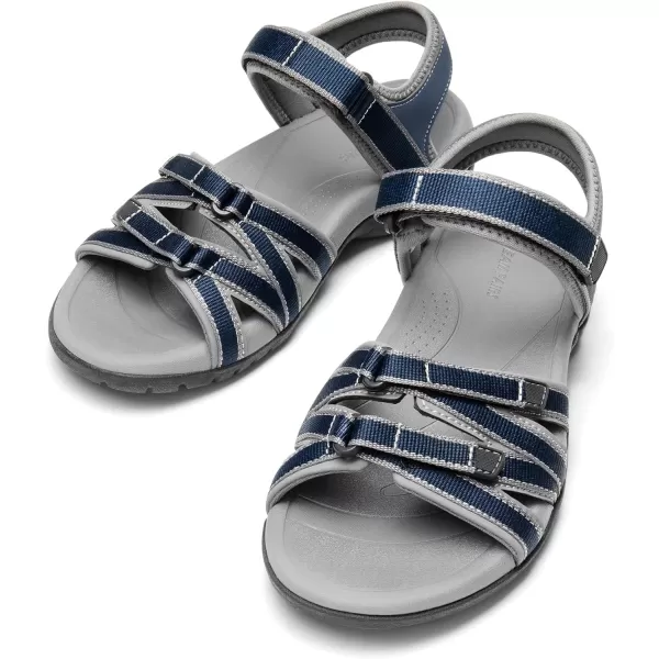 imageDREAM PAIRS Womens Comfortable Hiking Walking Sandal with Adjustable Hook and Loop Strap Sports TravelSummer Beach Outdoor Light Weight Water ShoesNavy