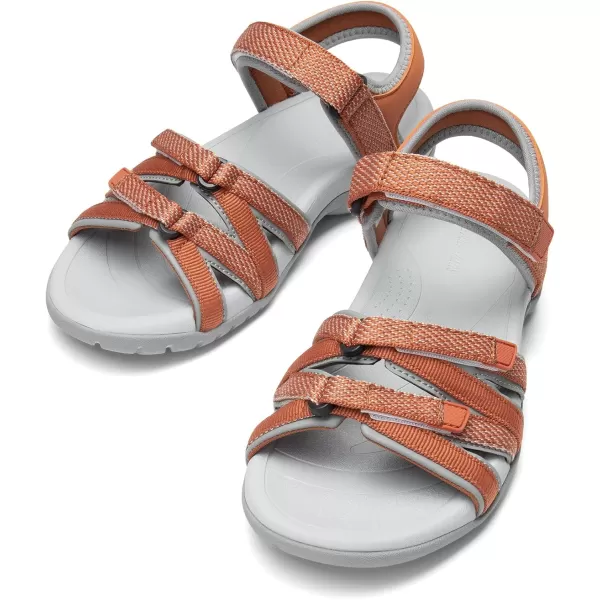 imageDREAM PAIRS Womens Comfortable Hiking Walking Sandal with Adjustable Hook and Loop Strap Sports TravelSummer Beach Outdoor Light Weight Water ShoesOrange