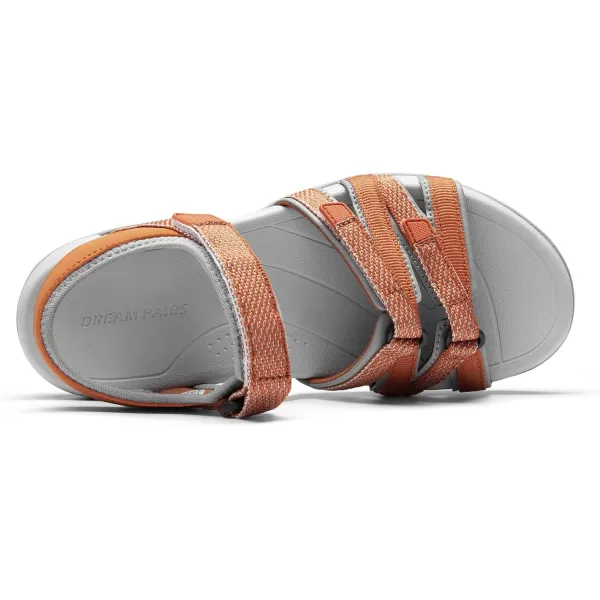 imageDREAM PAIRS Womens Comfortable Hiking Walking Sandal with Adjustable Hook and Loop Strap Sports TravelSummer Beach Outdoor Light Weight Water ShoesOrange