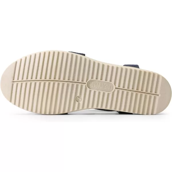 imageDREAM PAIRS Womens Comfortable Low Wedge Sandals Open Toe Slip On Strappy Flat Sandals with Elastic Ankle StrapBluesuede