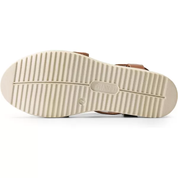 imageDREAM PAIRS Womens Comfortable Low Wedge Sandals Open Toe Slip On Strappy Flat Sandals with Elastic Ankle StrapBrownpu