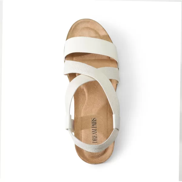 imageDREAM PAIRS Womens Comfortable Low Wedge Sandals Open Toe Slip On Strappy Flat Sandals with Elastic Ankle StrapWhitepu