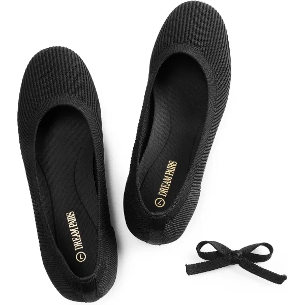 imageDREAM PAIRS Womens Comofortable Dressy Ballet Flats Casual Round Toe Knit Office Work ShoesBlack