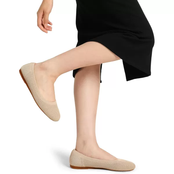 imageDREAM PAIRS Womens Comofortable Dressy Ballet Flats Casual Round Toe Knit Office Work ShoesNude
