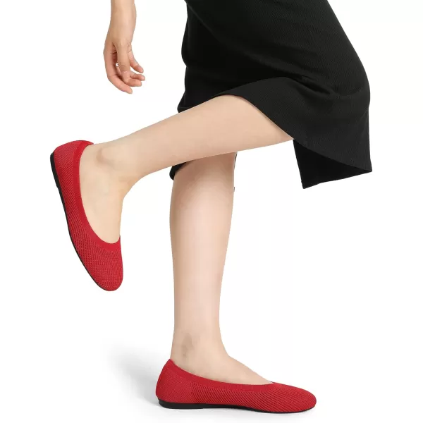 imageDREAM PAIRS Womens Comofortable Dressy Ballet Flats Casual Round Toe Knit Office Work ShoesRed