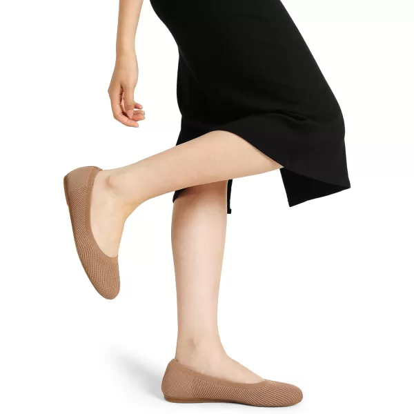 imageDREAM PAIRS Womens Comofortable Dressy Ballet Flats Casual Round Toe Knit Office Work ShoesTan