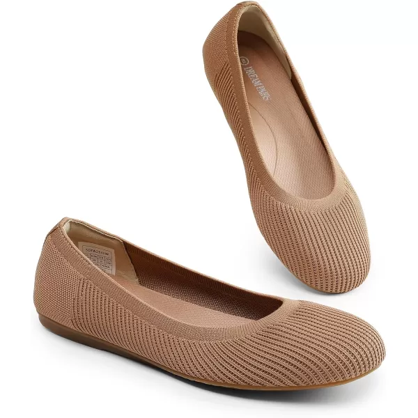 imageDREAM PAIRS Womens Comofortable Dressy Ballet Flats Casual Round Toe Knit Office Work ShoesTan