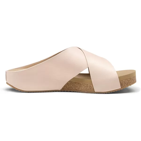 imageDREAM PAIRS Womens Cork Slide Sandals Slip on Open Toe Cute Platform Criss Cross Flat Sandals for SummerPinkPu