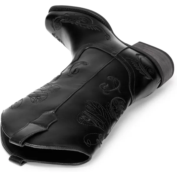 imageDREAM PAIRS Womens Cowboy Boots Mid Calf Cowgirl Boots Embroidery Stitched Square Toe Western BootsBlack