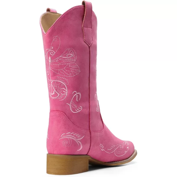 imageDREAM PAIRS Womens Cowboy Boots Mid Calf Cowgirl Boots Embroidery Stitched Square Toe Western BootsPink