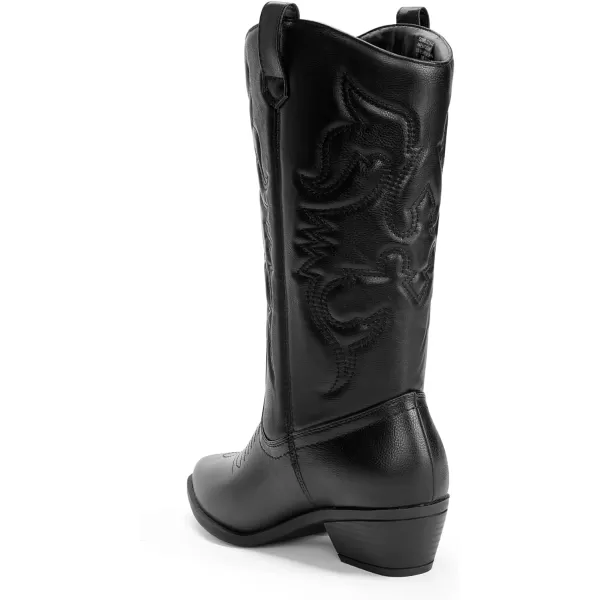 imageDREAM PAIRS Womens Cowboy Boots Pull On Cowgirl Boots Mid Calf Western BootsBlack