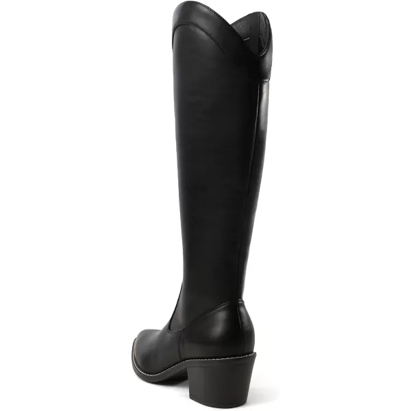 imageDREAM PAIRS Womens Cowboy Boots Western Cowgirl Pull On Zipper Chunky Heel Pointed Toe Knee High BootsBlackPu