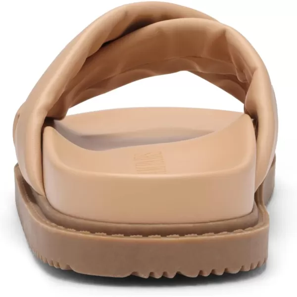 imageDREAM PAIRS Womens Crisscross Open Toe Slide Sandals Flat Comfort Slip on SandalsNude