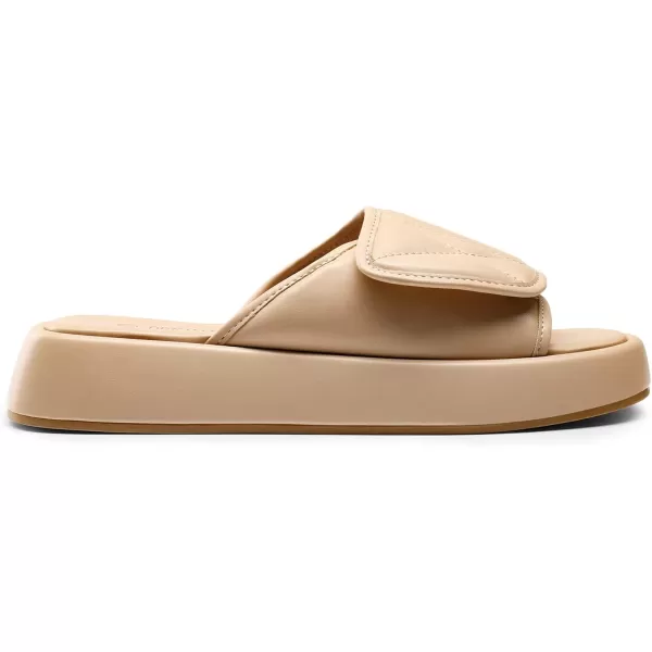 imageDREAM PAIRS Womens Cushion Summer Slipon Slides Comfort Square Toe Platform Slipper Sandals with Puffy Adjustable StrapNude