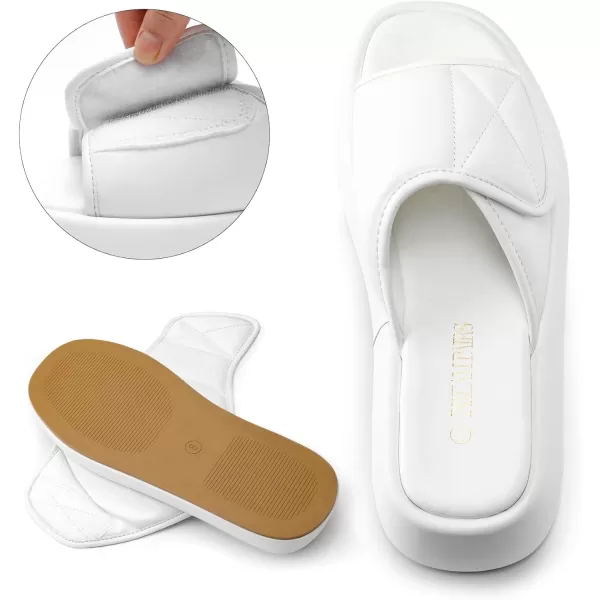 imageDREAM PAIRS Womens Cushion Summer Slipon Slides Comfort Square Toe Platform Slipper Sandals with Puffy Adjustable StrapWhite