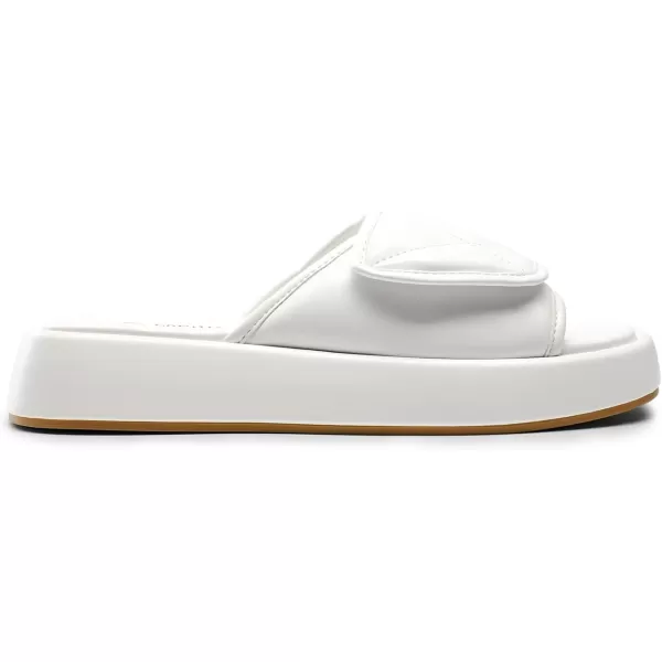 imageDREAM PAIRS Womens Cushion Summer Slipon Slides Comfort Square Toe Platform Slipper Sandals with Puffy Adjustable StrapWhite