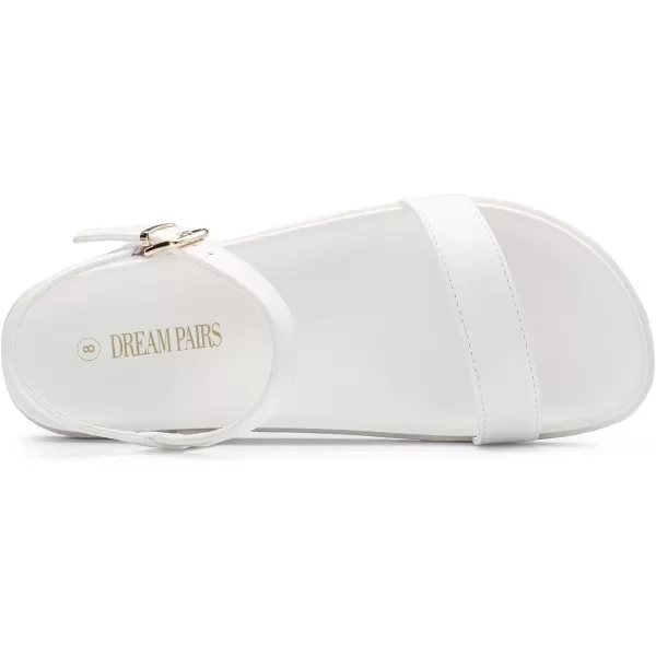 imageDREAM PAIRS Womens Cute Open Toe One Band Arch Support Comfort Flat Sandals for SummerWhite