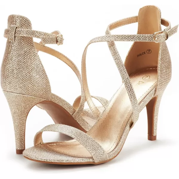 imageDREAM PAIRS Womens DOLCE Fashion Stilettos Open Toe Pump Heel SandalsGold Glitter