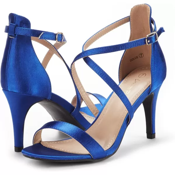 imageDREAM PAIRS Womens DOLCE Fashion Stilettos Open Toe Pump Heel SandalsRoyal Blue Satin