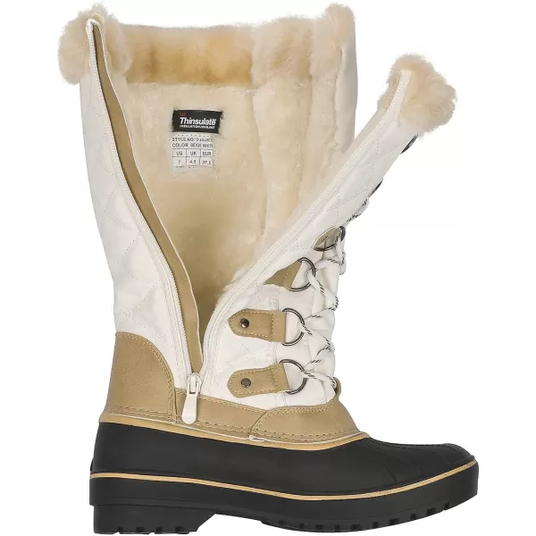 imageDREAM PAIRS Womens DP Warm Faux Fur Lined Mid Calf Winter Snow BootsAvabeigeWhite