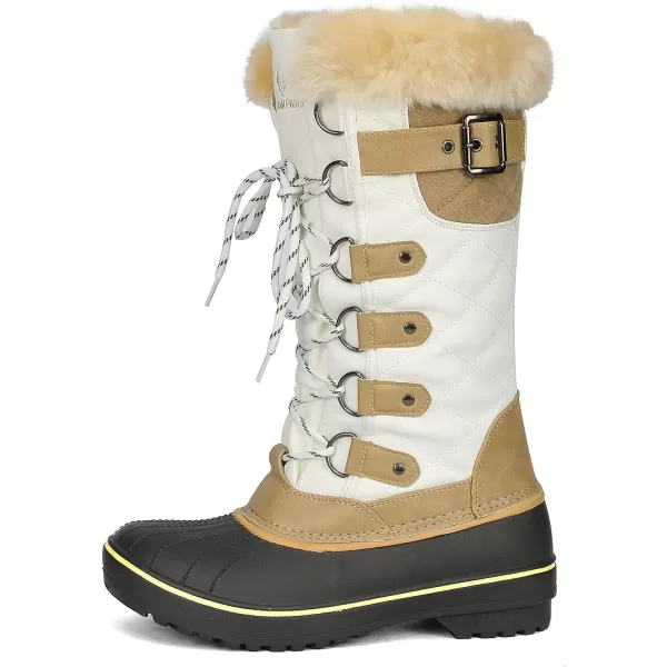 imageDREAM PAIRS Womens DP Warm Faux Fur Lined Mid Calf Winter Snow BootsAvabeigeWhite
