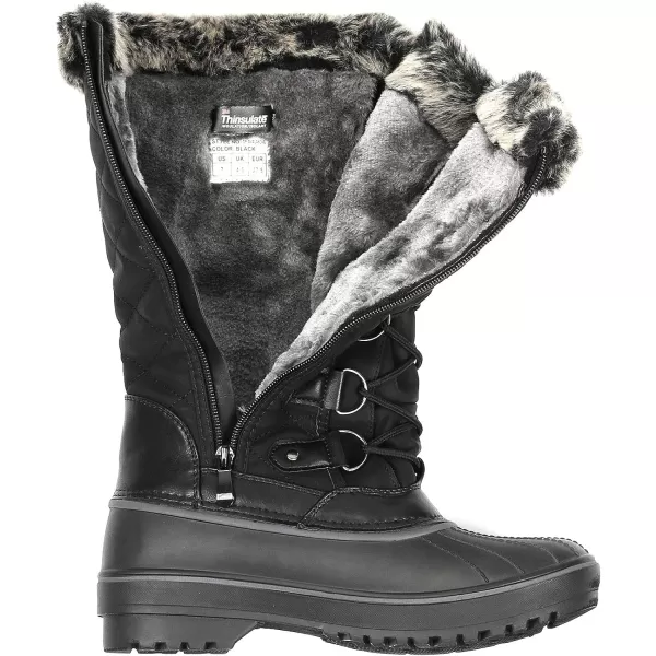 imageDREAM PAIRS Womens DP Warm Faux Fur Lined Mid Calf Winter Snow BootsAvablack