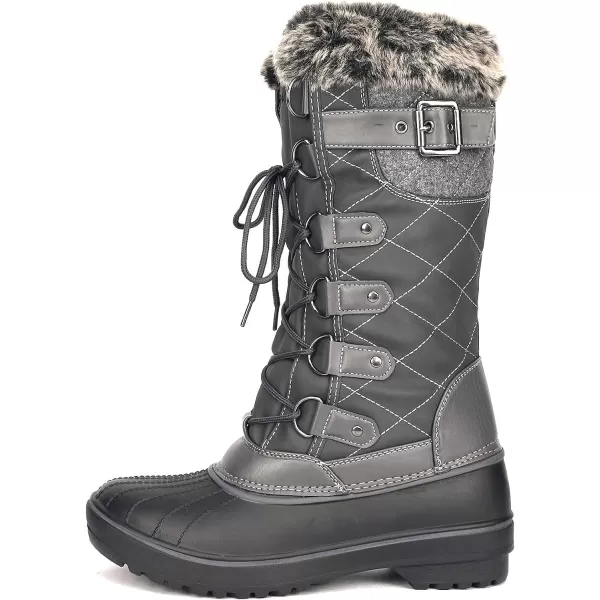 imageDREAM PAIRS Womens DP Warm Faux Fur Lined Mid Calf Winter Snow BootsAvagrey