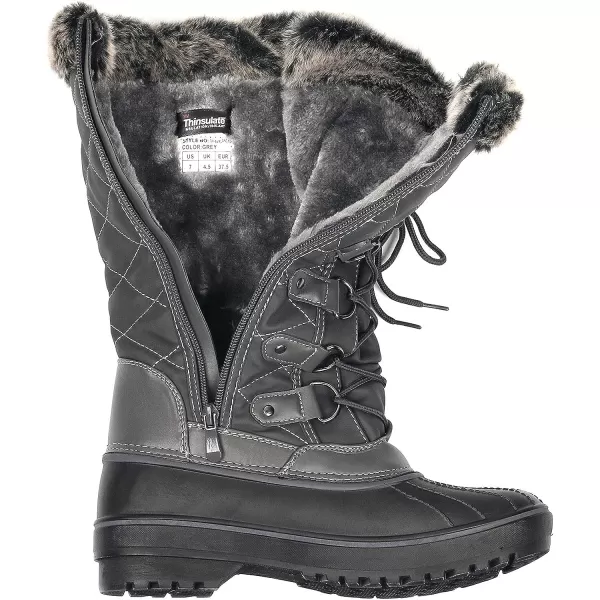 imageDREAM PAIRS Womens DP Warm Faux Fur Lined Mid Calf Winter Snow BootsAvagrey