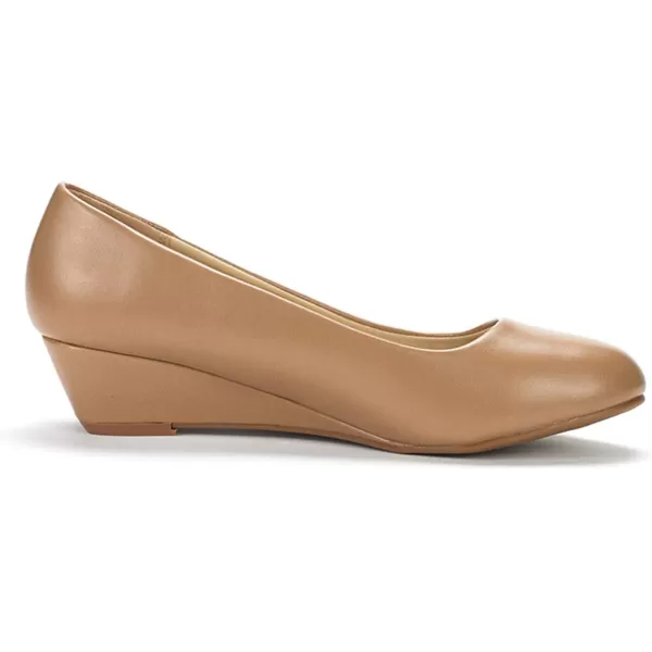 imageDREAM PAIRS Womens Debbie Mid Wedge Heel Pump ShoesNude Pu