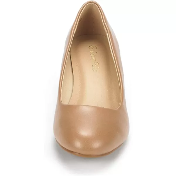 imageDREAM PAIRS Womens Debbie Mid Wedge Heel Pump ShoesNude Pu