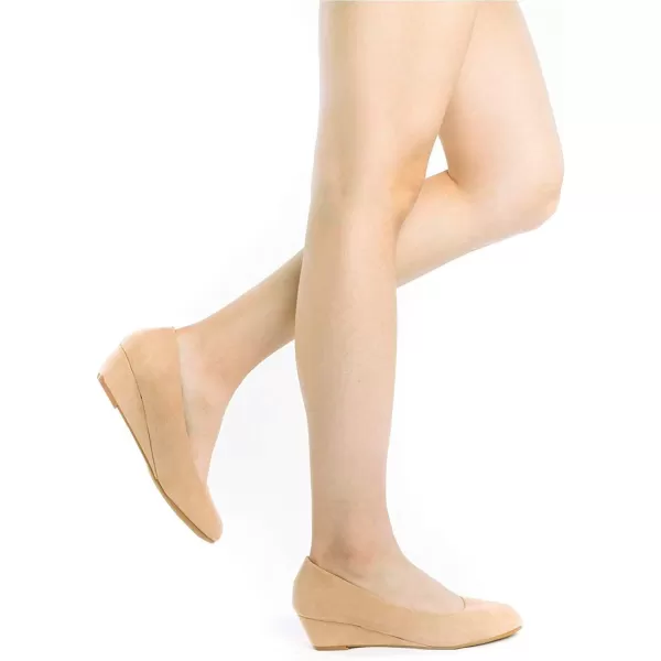 imageDREAM PAIRS Womens Debbie Mid Wedge Heel Pump ShoesNude Suede