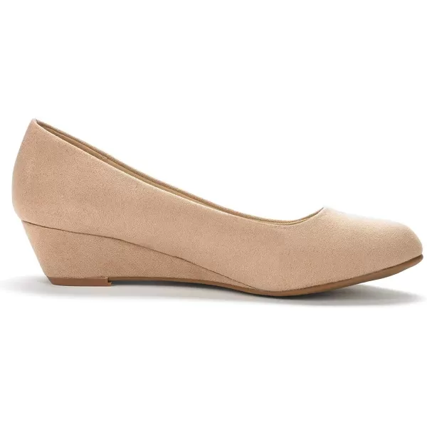 imageDREAM PAIRS Womens Debbie Mid Wedge Heel Pump ShoesNude Suede