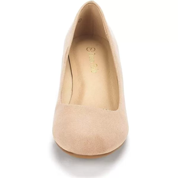 imageDREAM PAIRS Womens Debbie Mid Wedge Heel Pump ShoesNude Suede