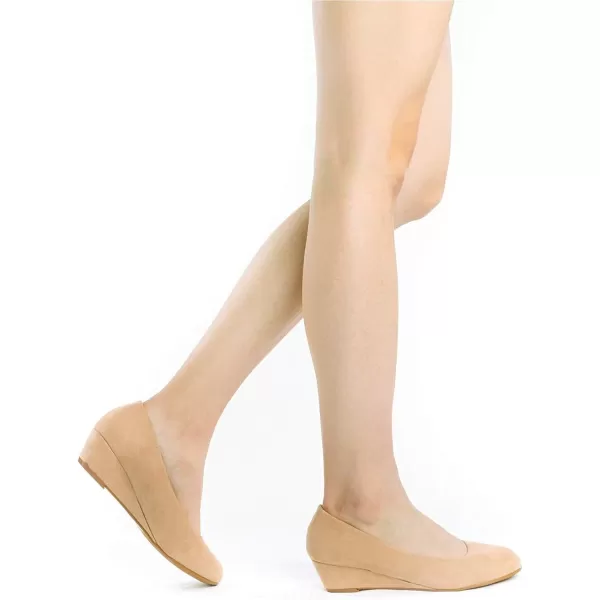 imageDREAM PAIRS Womens Debbie Mid Wedge Heel Pump ShoesNude Suede