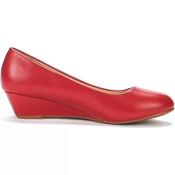 imageDREAM PAIRS Womens Debbie Mid Wedge Heel Pump ShoesRed Pu