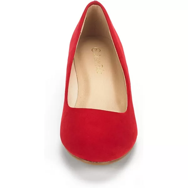 imageDREAM PAIRS Womens Debbie Mid Wedge Heel Pump ShoesRed Suede