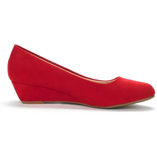 imageDREAM PAIRS Womens Debbie Mid Wedge Heel Pump ShoesRed Suede