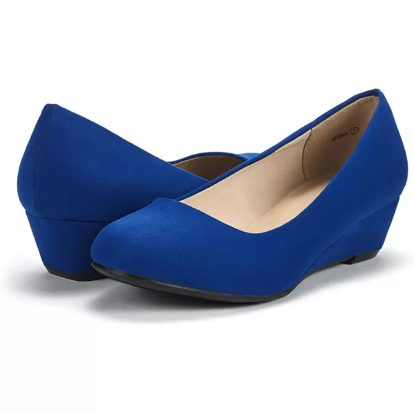 imageDREAM PAIRS Womens Debbie Mid Wedge Heel Pump ShoesRoyal Blue