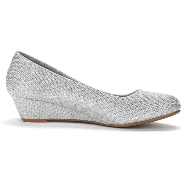 imageDREAM PAIRS Womens Debbie Mid Wedge Heel Pump ShoesSilver Glitter